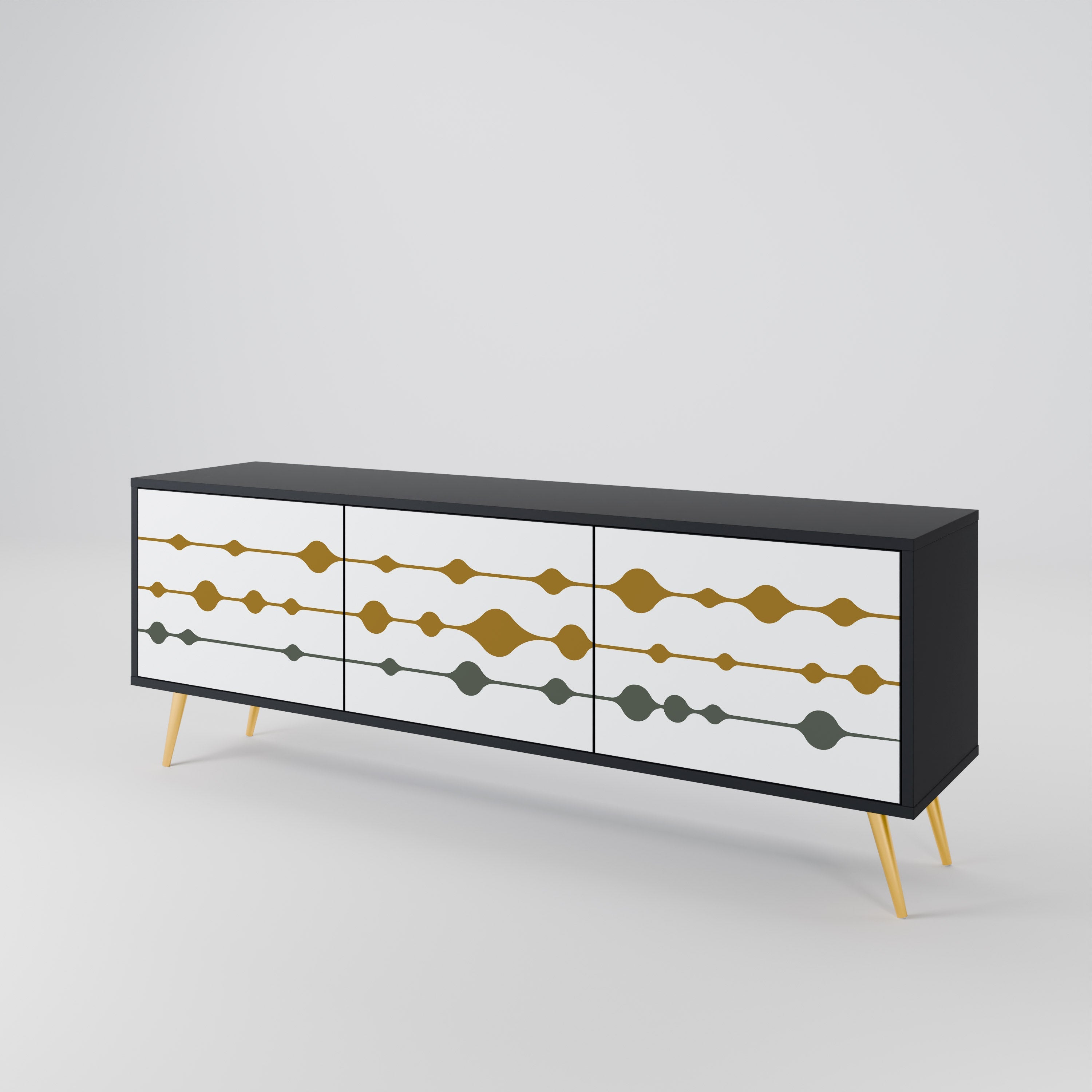 VIVID TONE TV-Lowboard mit 3 Türen in Schwarz