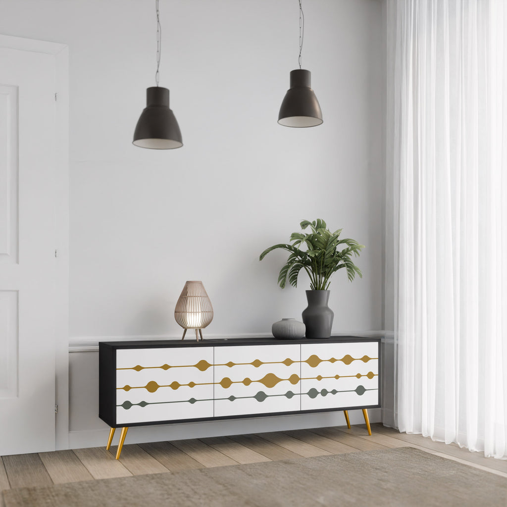 VIVID TONE TV-Lowboard mit 3 Türen in Schwarz