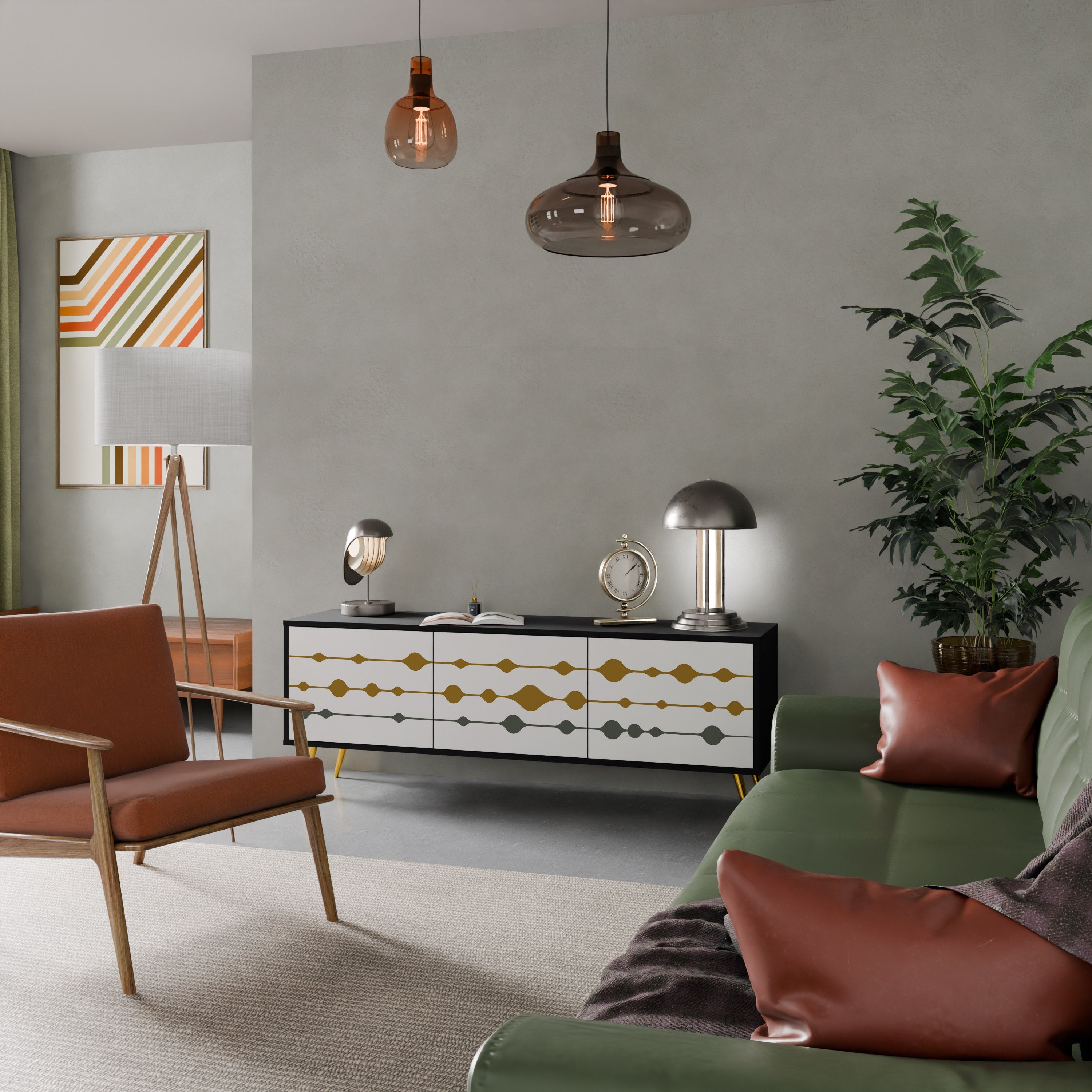 VIVID TONE TV-Lowboard mit 3 Türen in Schwarz