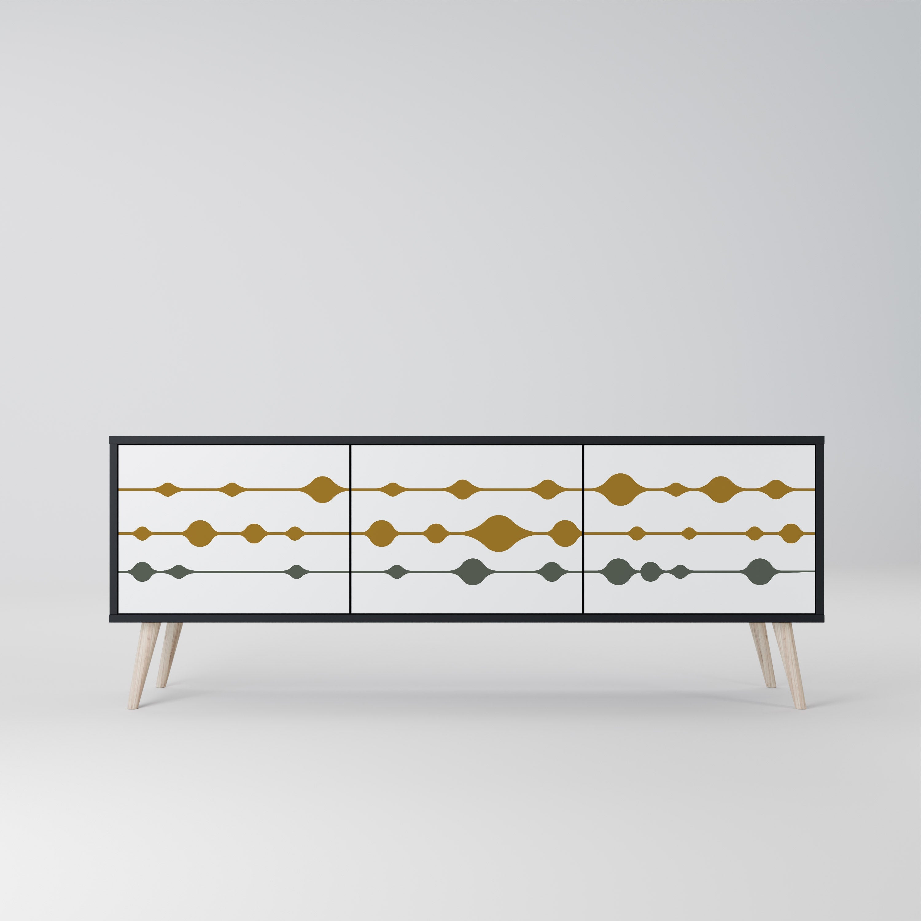 VIVID TONE TV-Lowboard mit 3 Türen in Schwarz