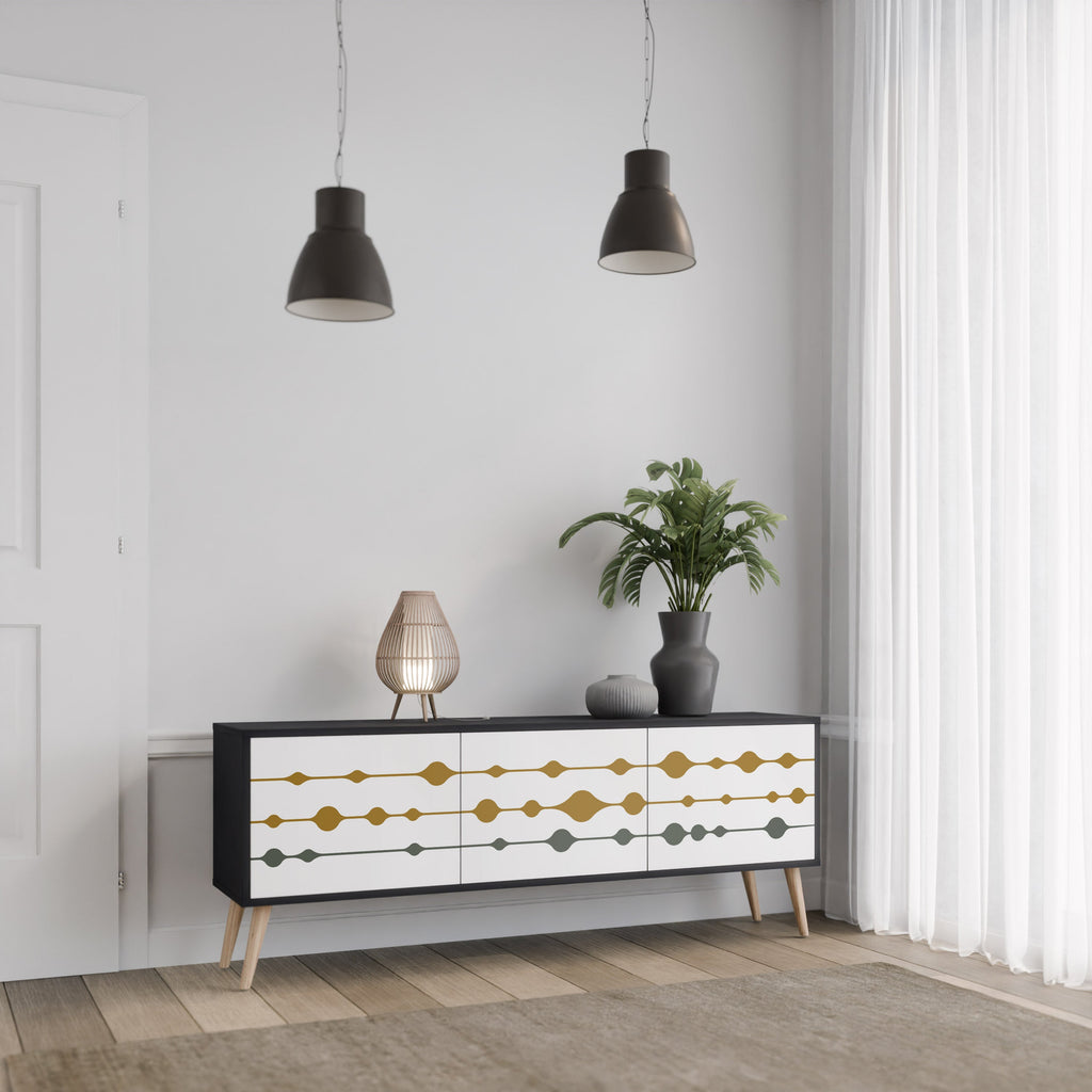 VIVID TONE TV-Lowboard mit 3 Türen in Schwarz