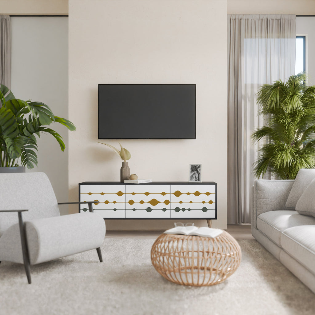 VIVID TONE TV-Lowboard mit 3 Türen in Schwarz