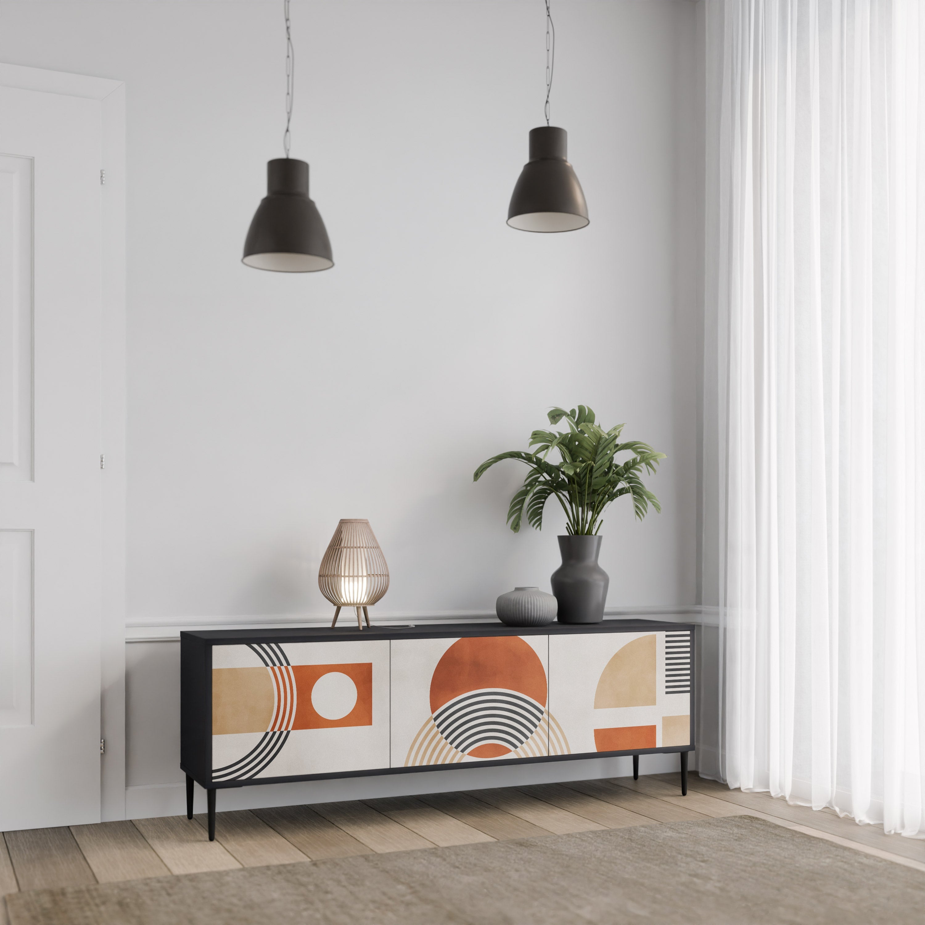 SPACE AROUND TV-Lowboard mit 3 Türen in Schwarz