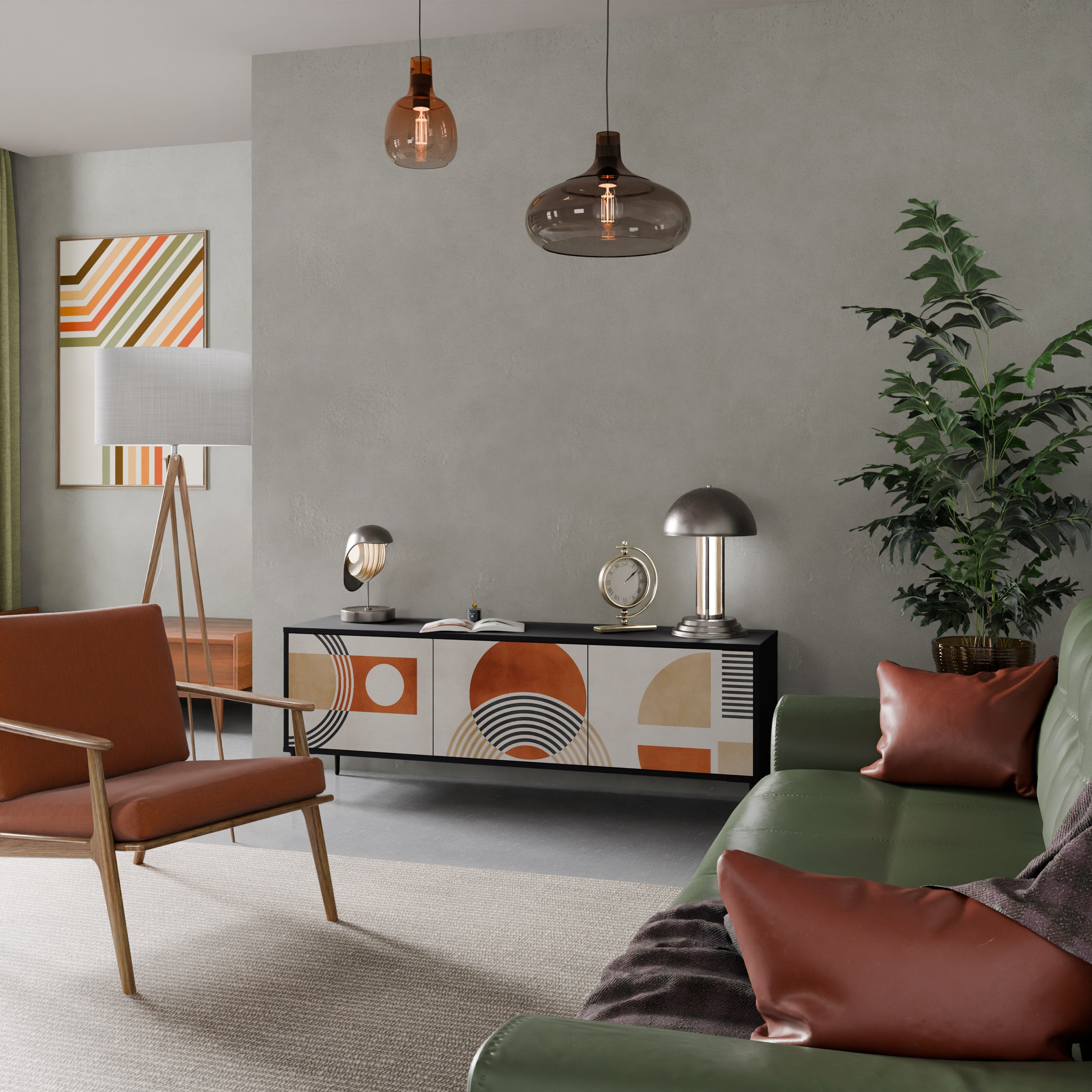 SPACE AROUND TV-Lowboard mit 3 Türen in Schwarz