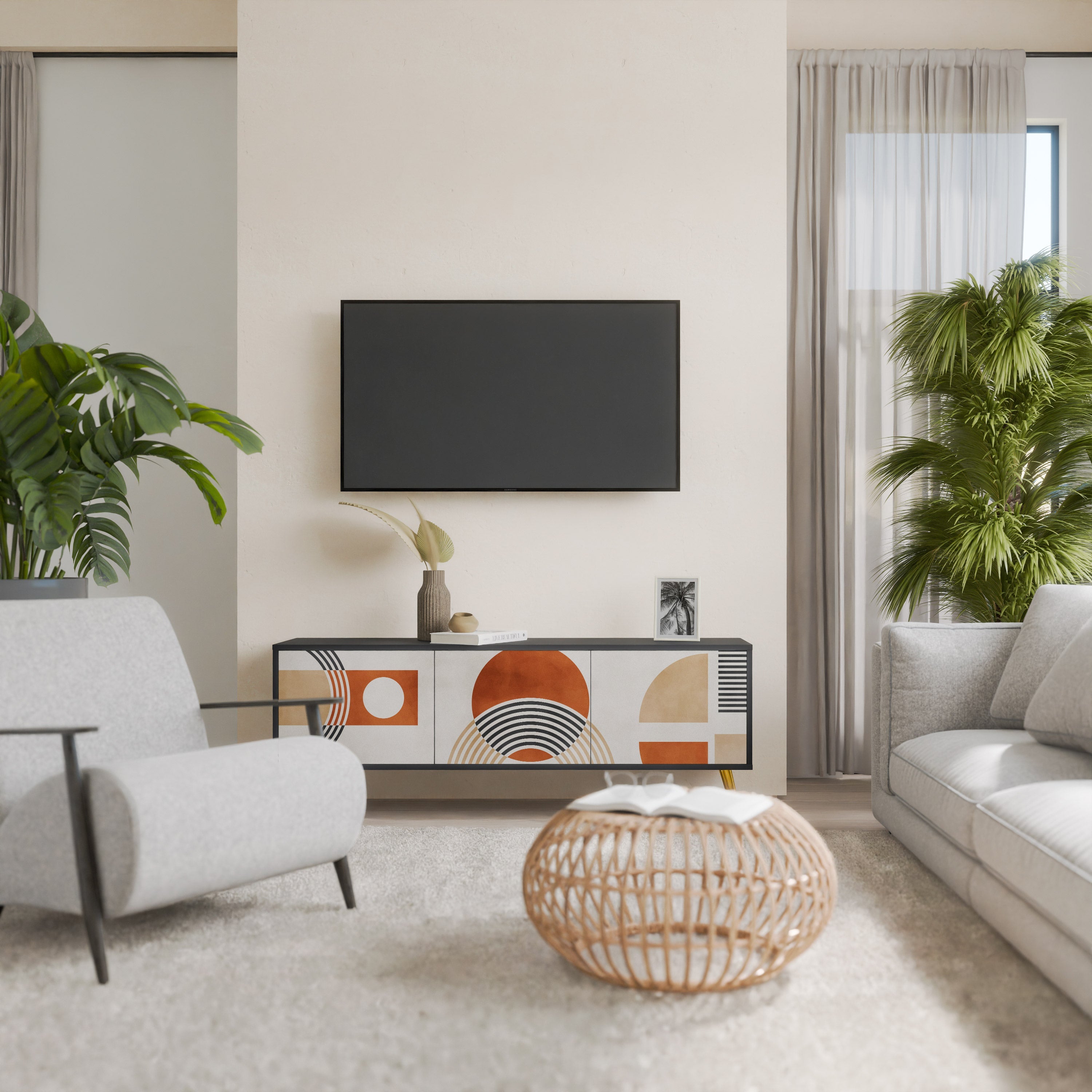 SPACE AROUND TV-Lowboard mit 3 Türen in Schwarz