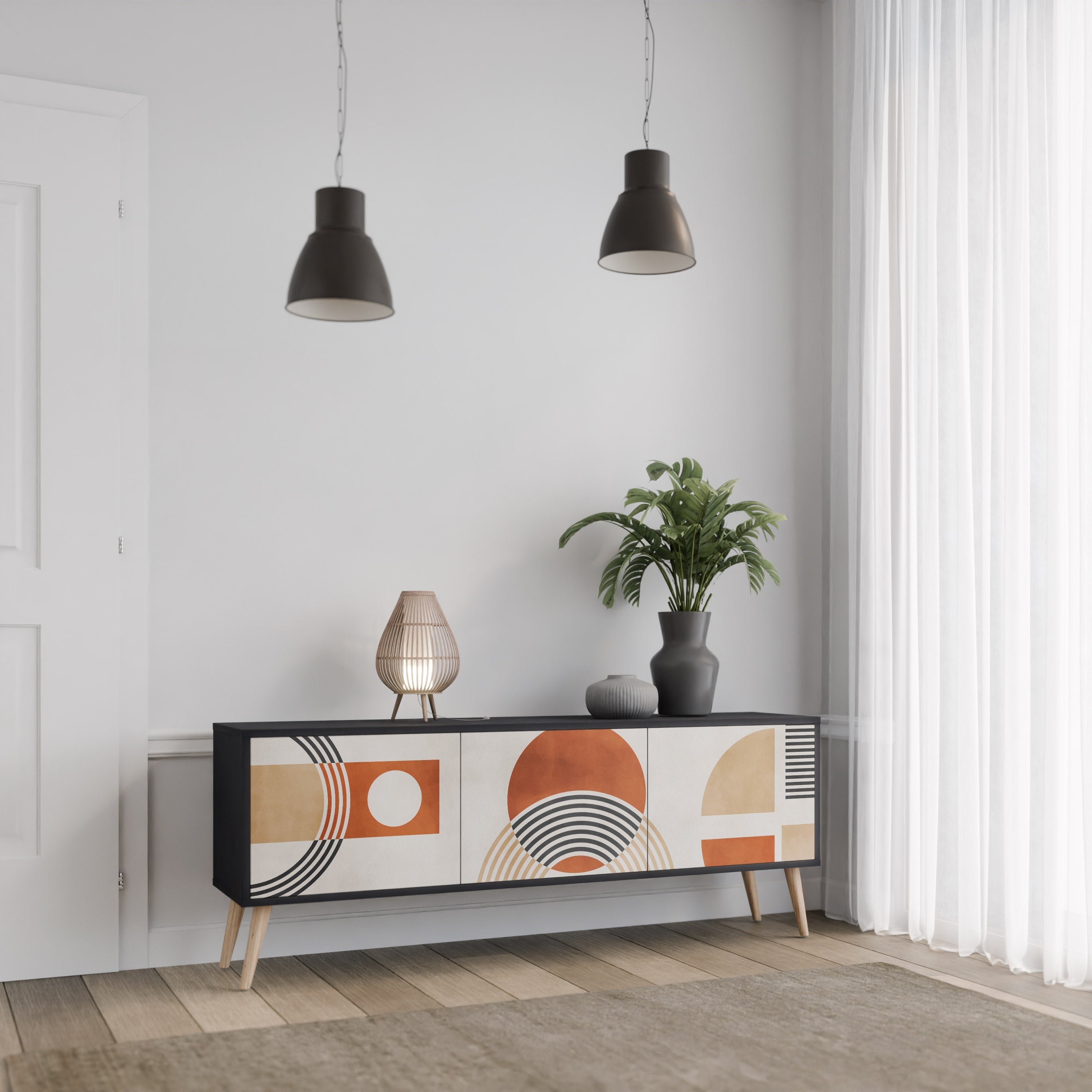 SPACE AROUND TV-Lowboard mit 3 Türen in Schwarz