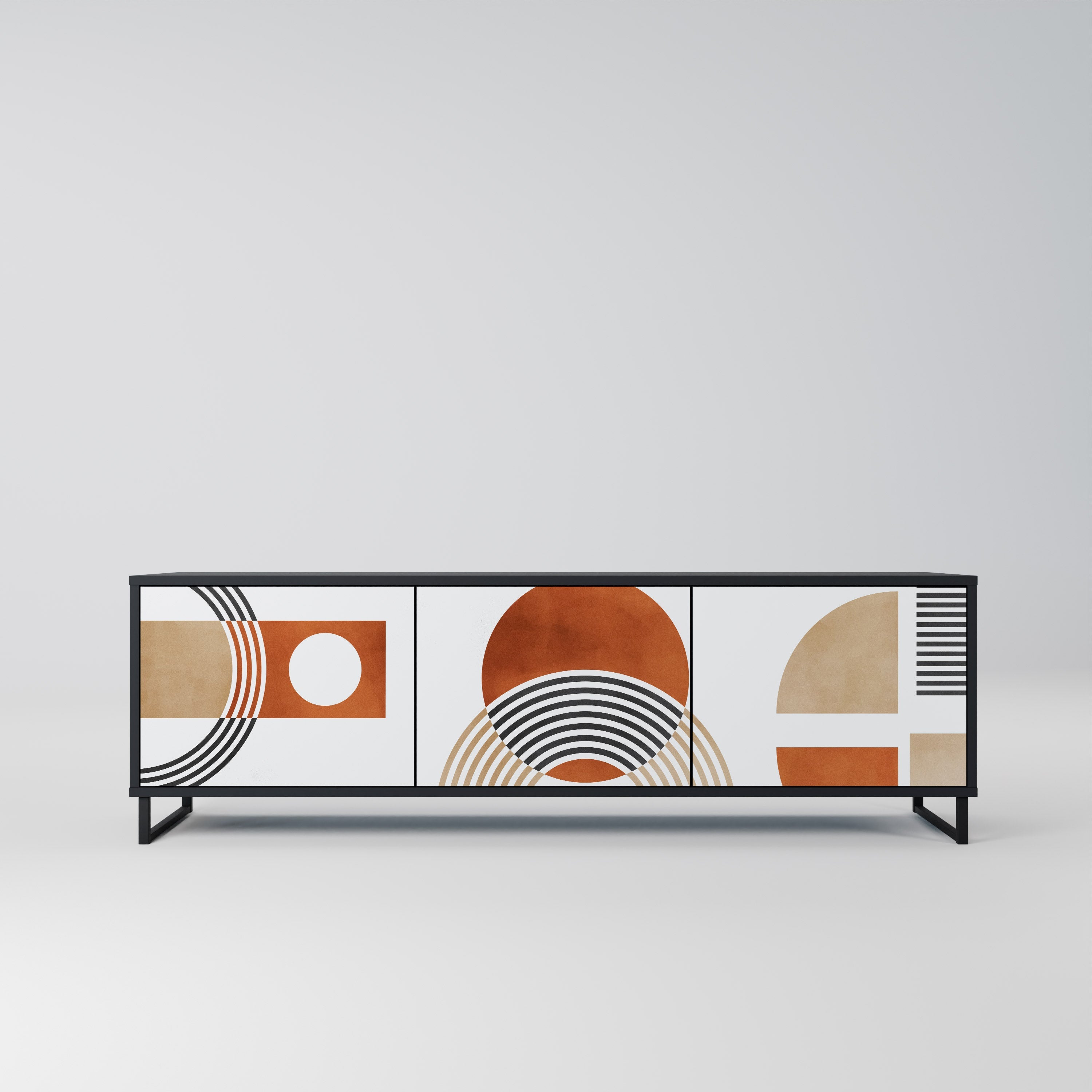 CIRCLE RHYTM TV-Lowboard mit 3 Türen in Schwarz