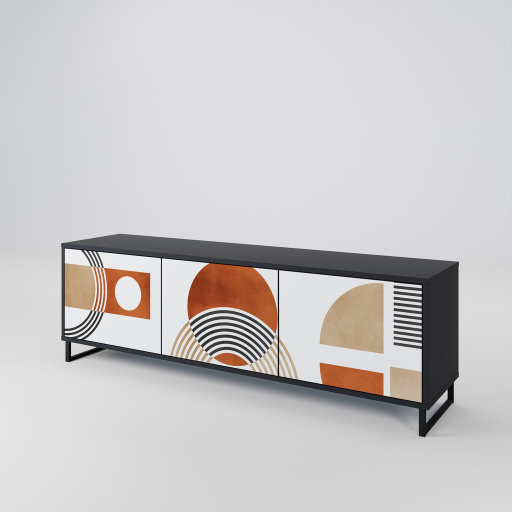 CIRCLE RHYTM 3-Door TV Stand in Black Finish