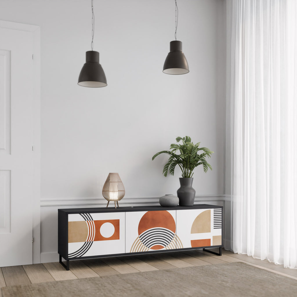 CIRCLE RHYTM 3-Door TV Stand in Black Finish