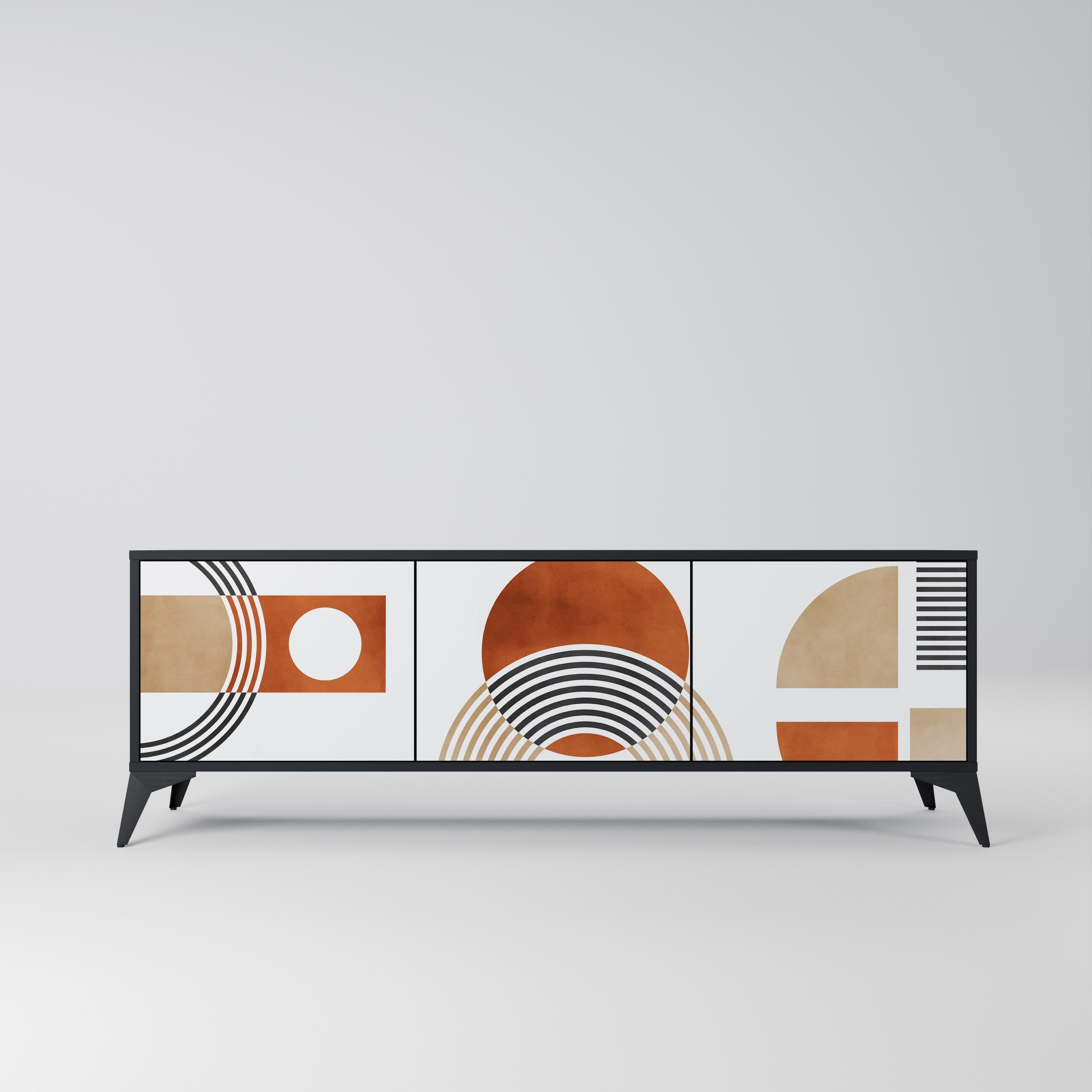 CIRCLE RHYTM TV-Lowboard mit 3 Türen in Schwarz