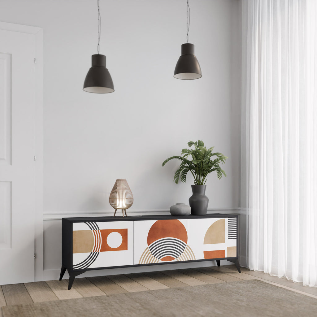 CIRCLE RHYTM 3-Door TV Stand in Black Finish