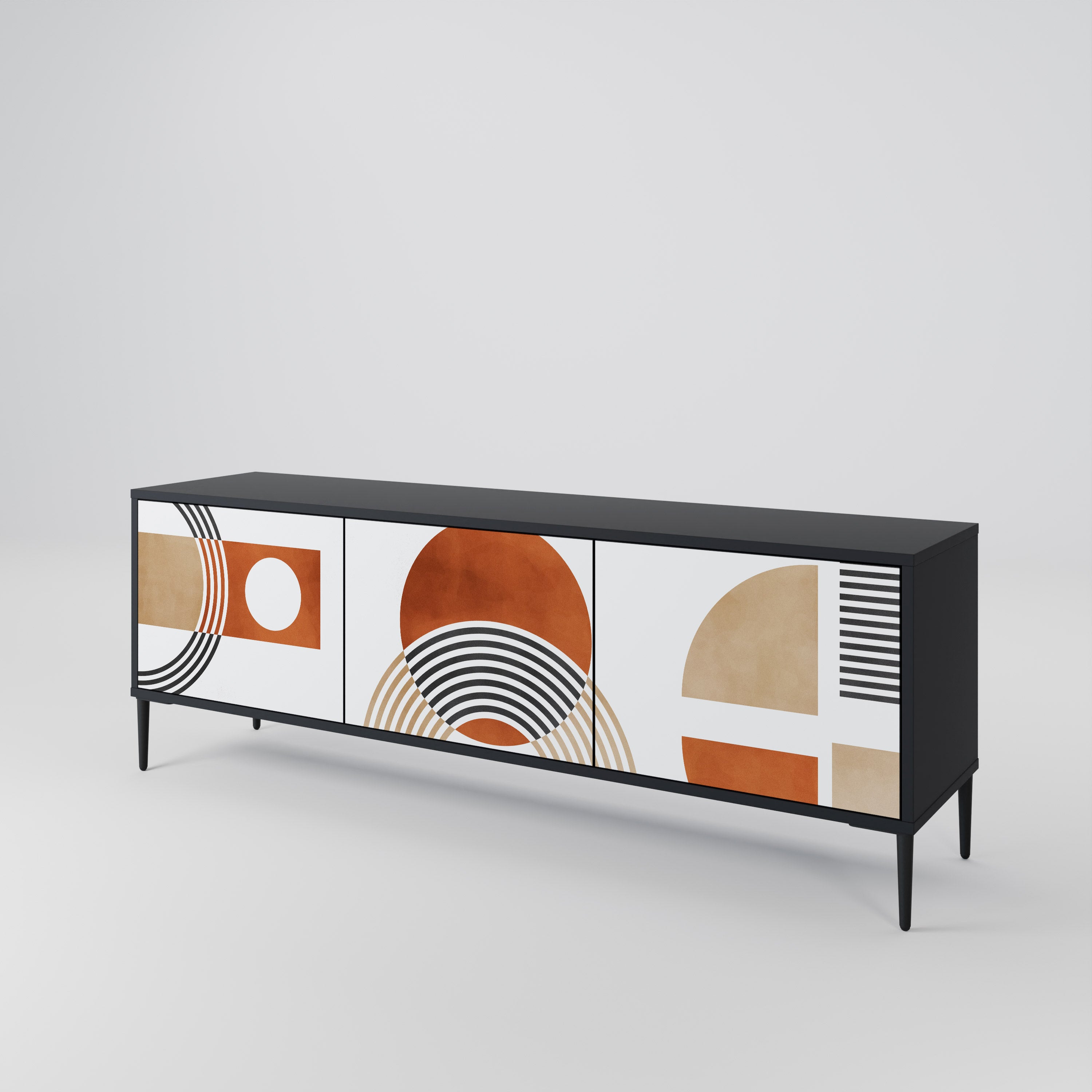 CIRCLE RHYTM TV-Lowboard mit 3 Türen in Schwarz