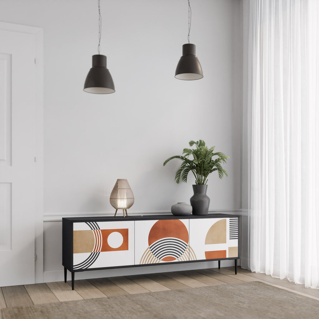 CIRCLE RHYTM 3-Door TV Stand in Black Finish