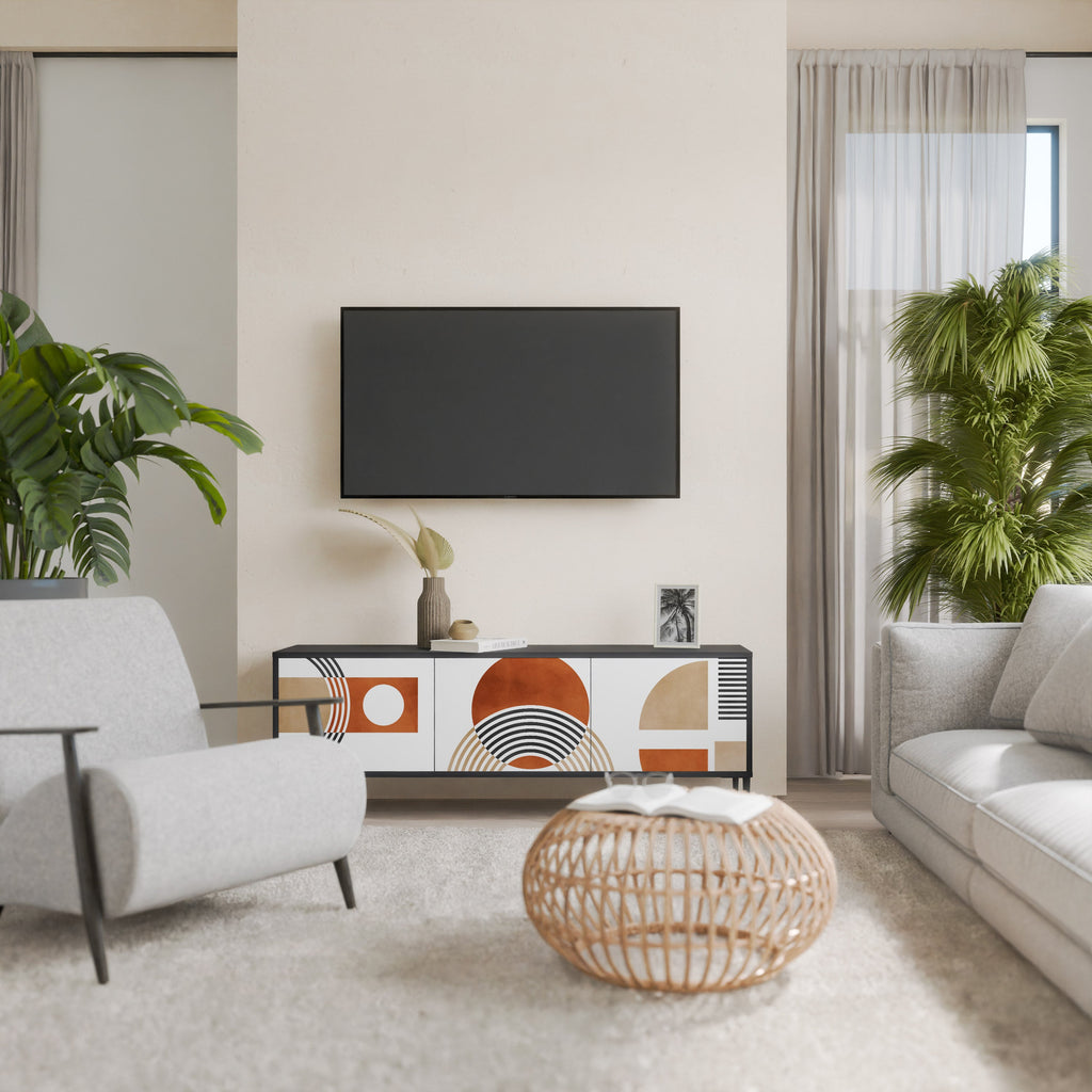 CIRCLE RHYTM 3-Door TV Stand in Black Finish