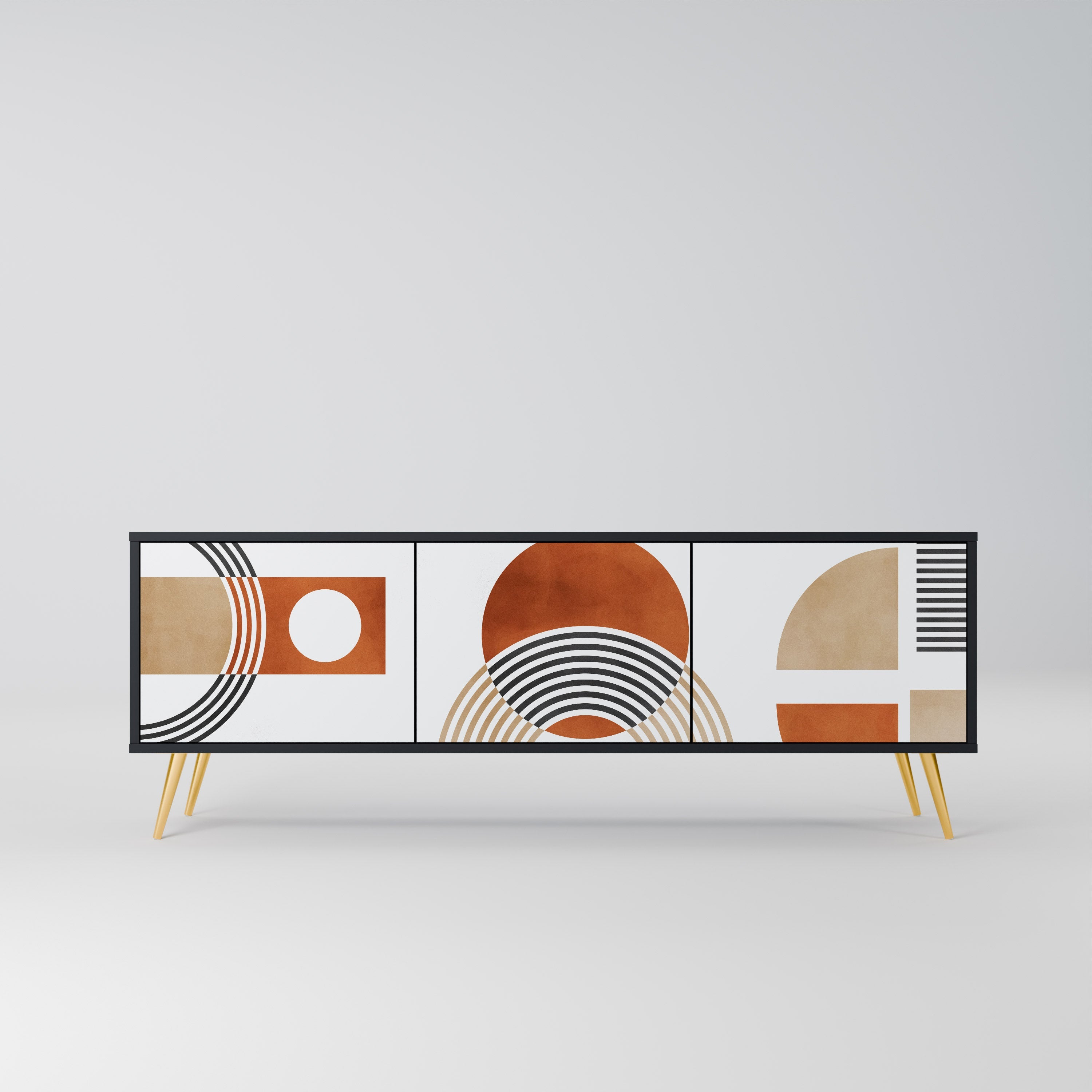 CIRCLE RHYTM TV-Lowboard mit 3 Türen in Schwarz