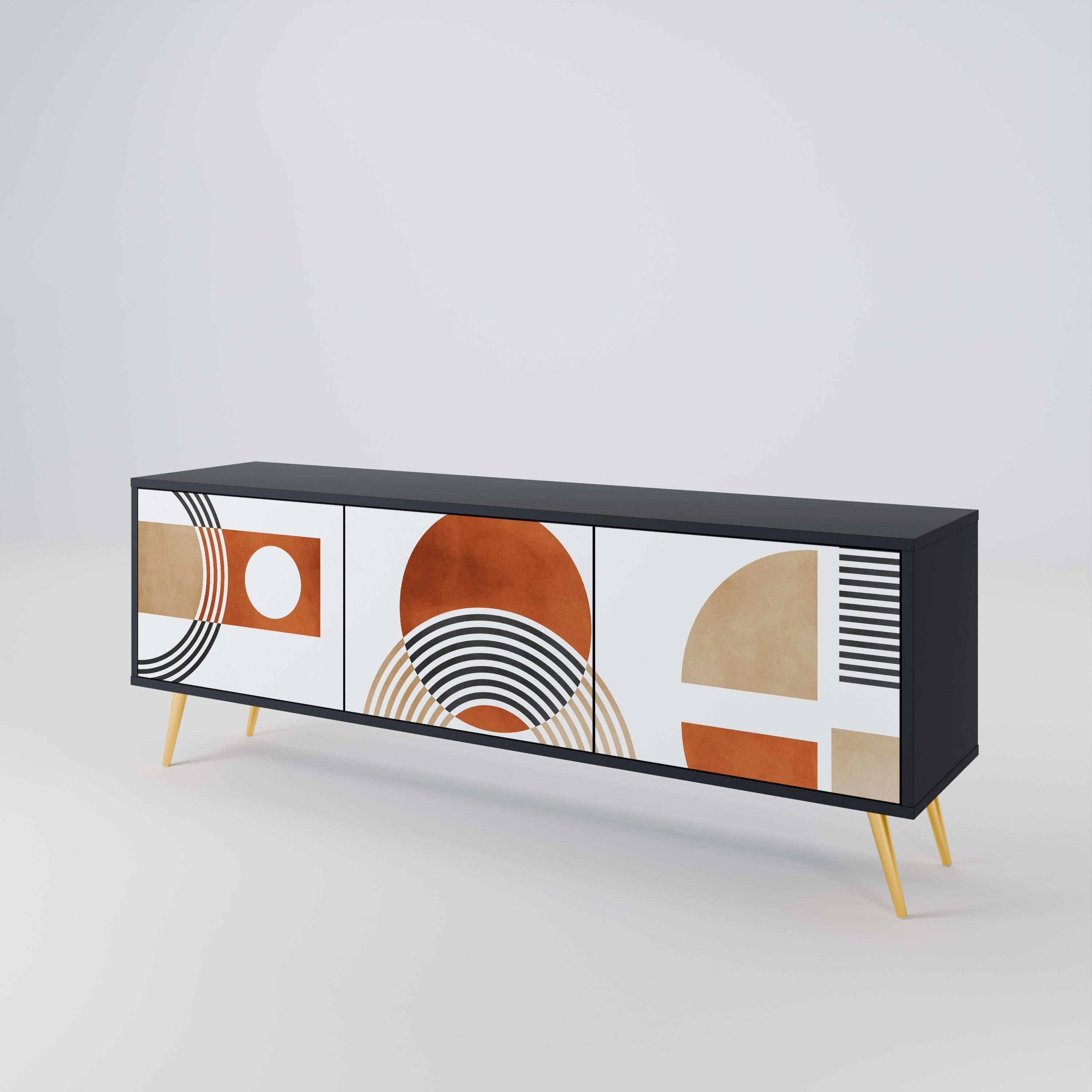 CIRCLE RHYTM 3-Door TV Stand in Black Finish