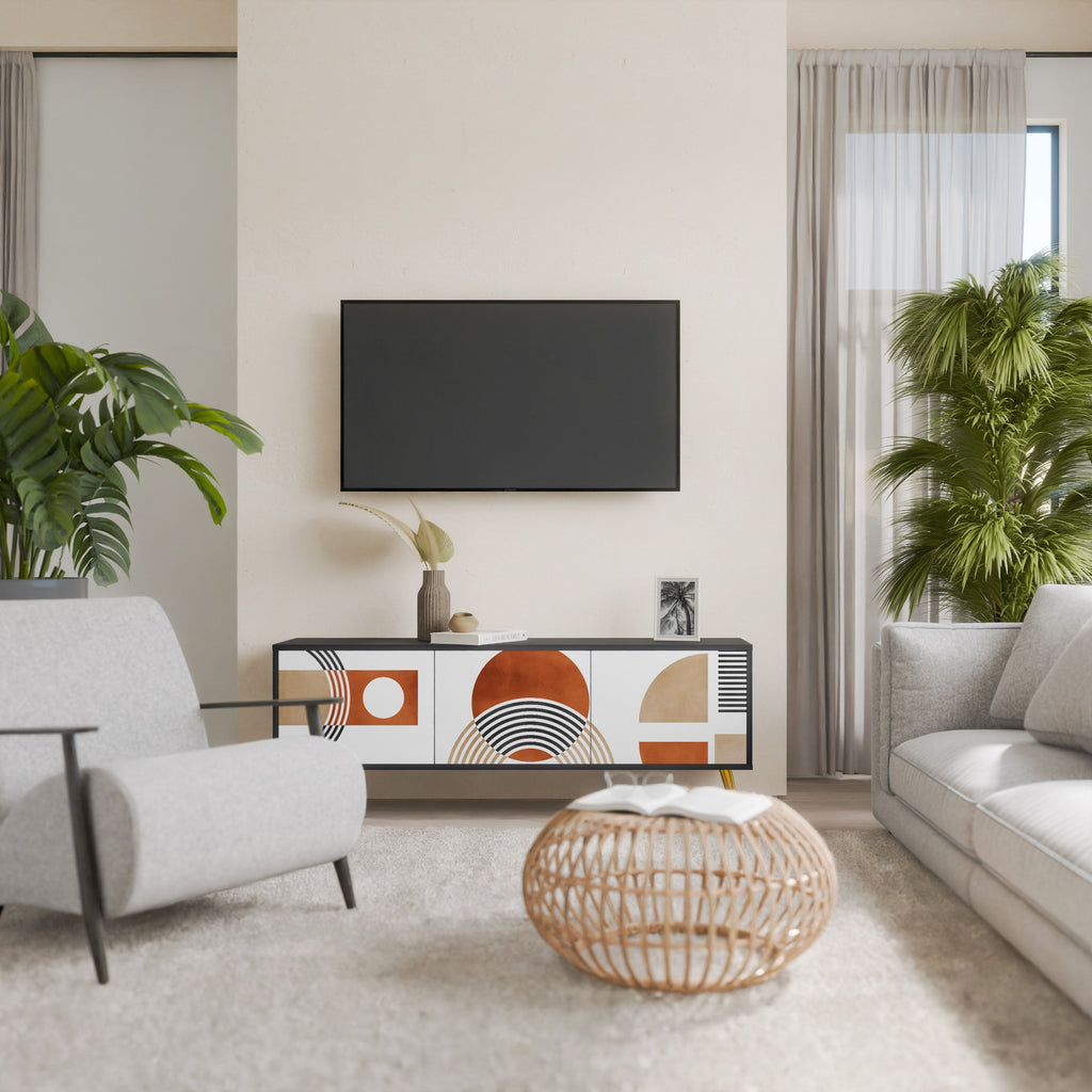 CIRCLE RHYTM 3-Door TV Stand in Black Finish