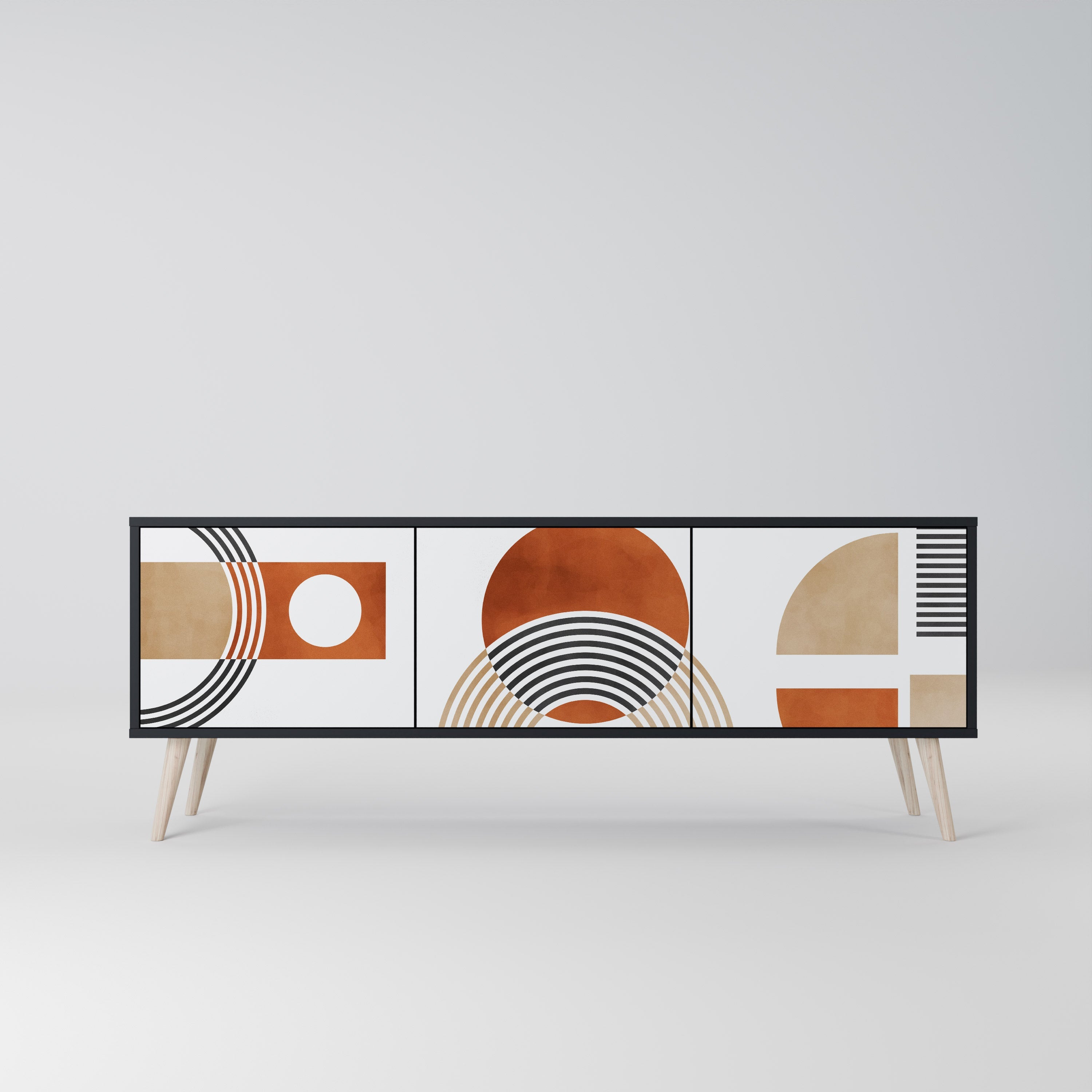 CIRCLE RHYTM TV-Lowboard mit 3 Türen in Schwarz