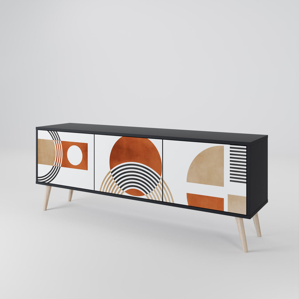 CIRCLE RHYTM 3-Door TV Stand in Black Finish