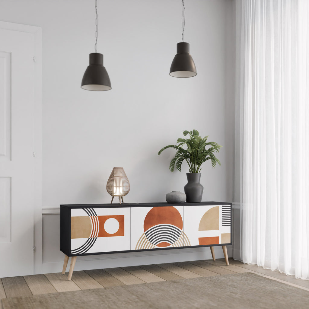 CIRCLE RHYTM 3-Door TV Stand in Black Finish