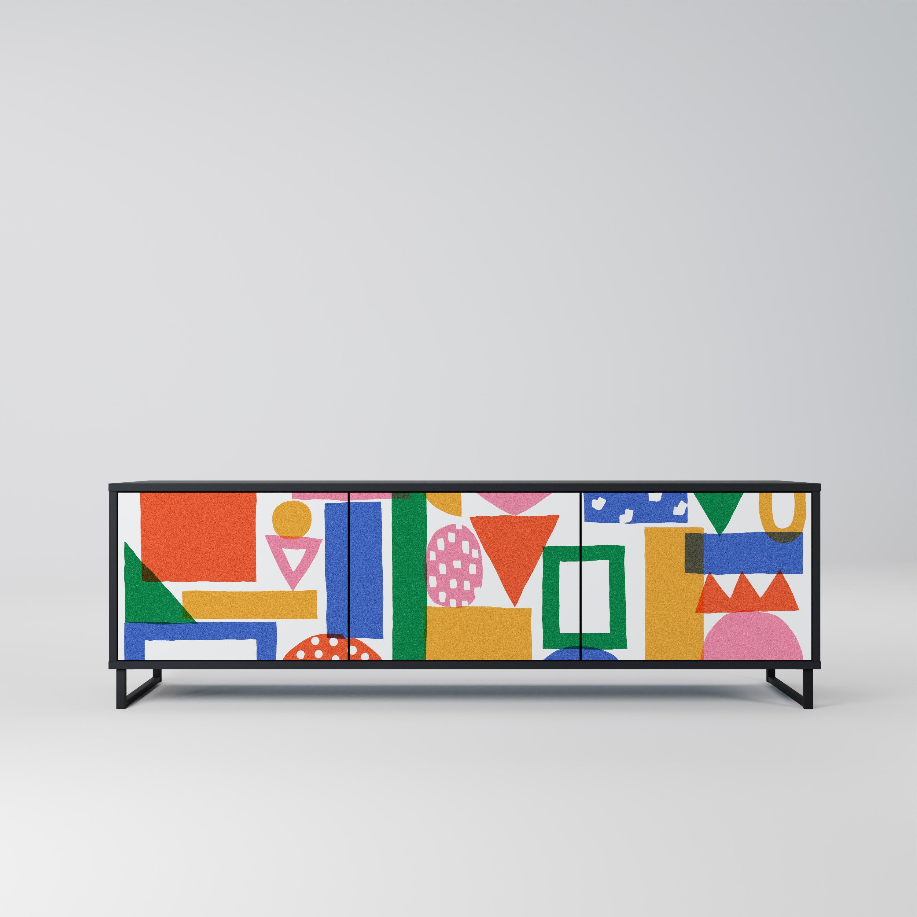 GEOMETRIC GLIMMER TV-Lowboard mit 3 Türen in Schwarz