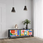 GEOMETRIC GLIMMER TV-Lowboard mit 3 Türen in Schwarz