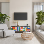 GEOMETRIC GLIMMER TV-Lowboard mit 3 Türen in Schwarz