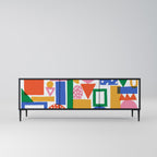 GEOMETRIC GLIMMER TV-Lowboard mit 3 Türen in Schwarz