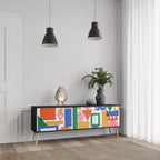 GEOMETRIC GLIMMER TV-Lowboard mit 3 Türen in Schwarz