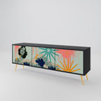 KANAGAWA BEAUTY TV-Lowboard mit 3 Türen in Schwarz