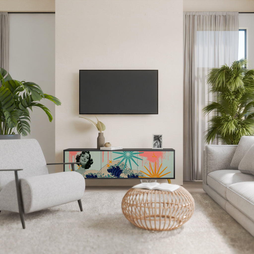 KANAGAWA BEAUTY TV-Lowboard mit 3 Türen in Schwarz