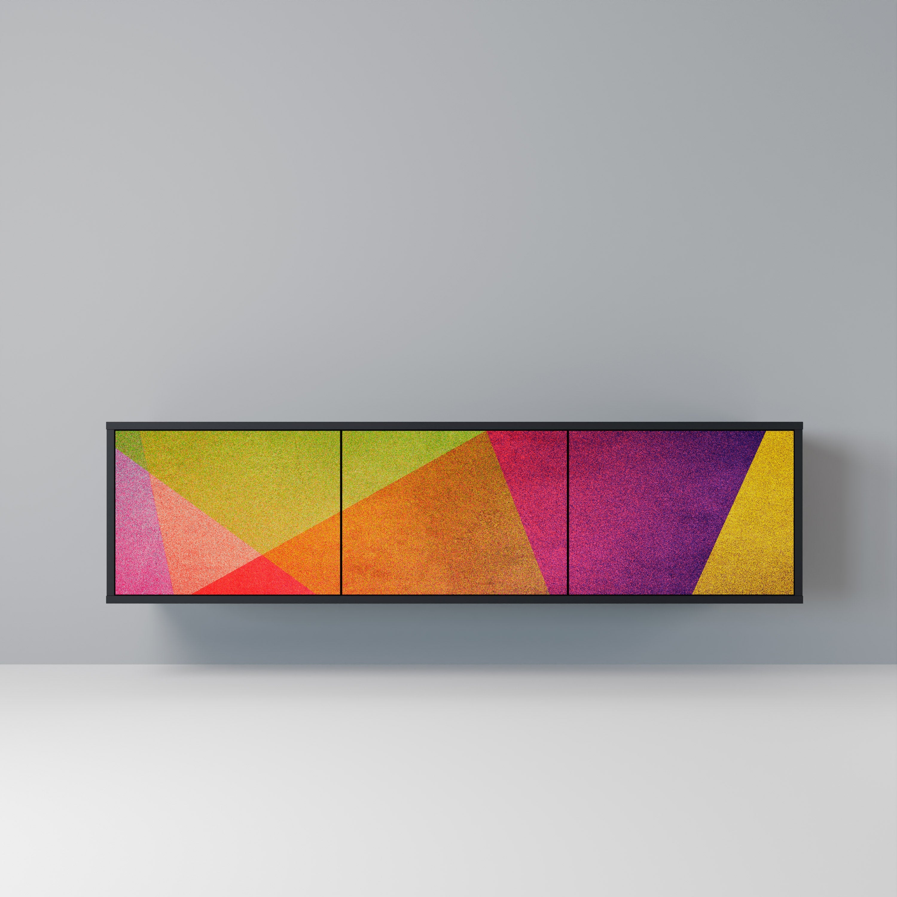 VIVID GEOMETRY TV-Lowboard mit 3 Türen in Schwarz