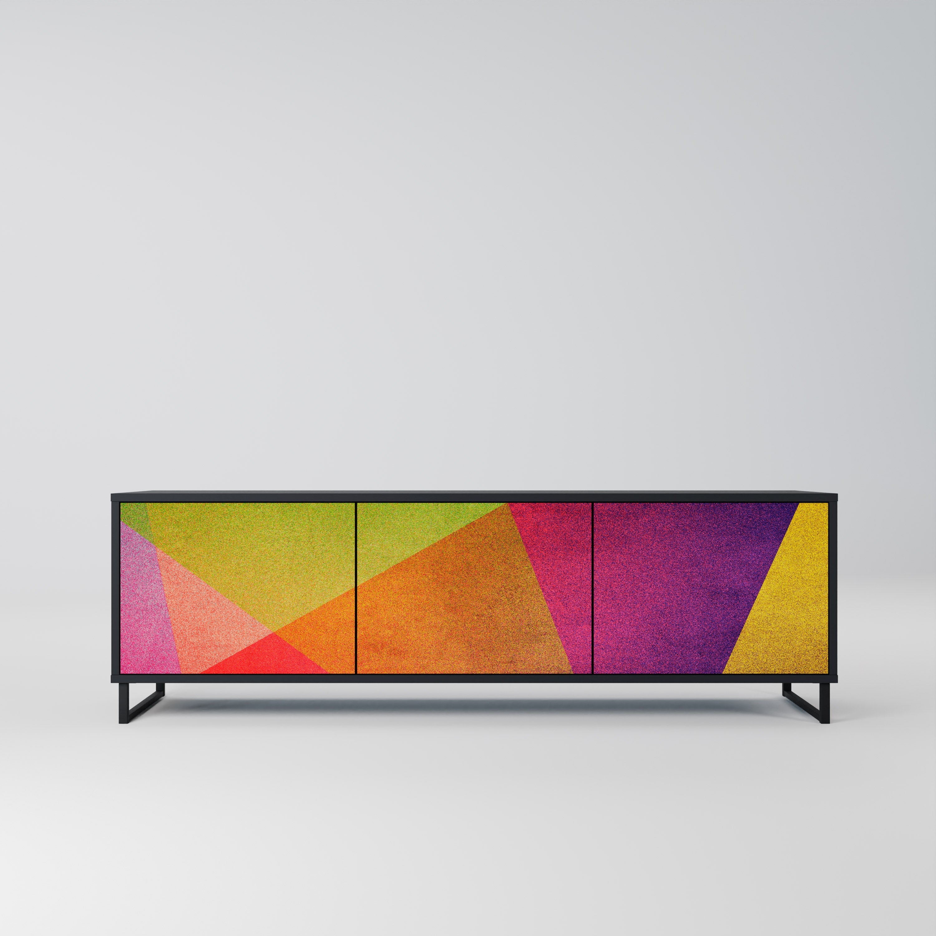 VIVID GEOMETRY TV-Lowboard mit 3 Türen in Schwarz