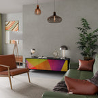 VIVID GEOMETRY TV-Lowboard mit 3 Türen in Schwarz