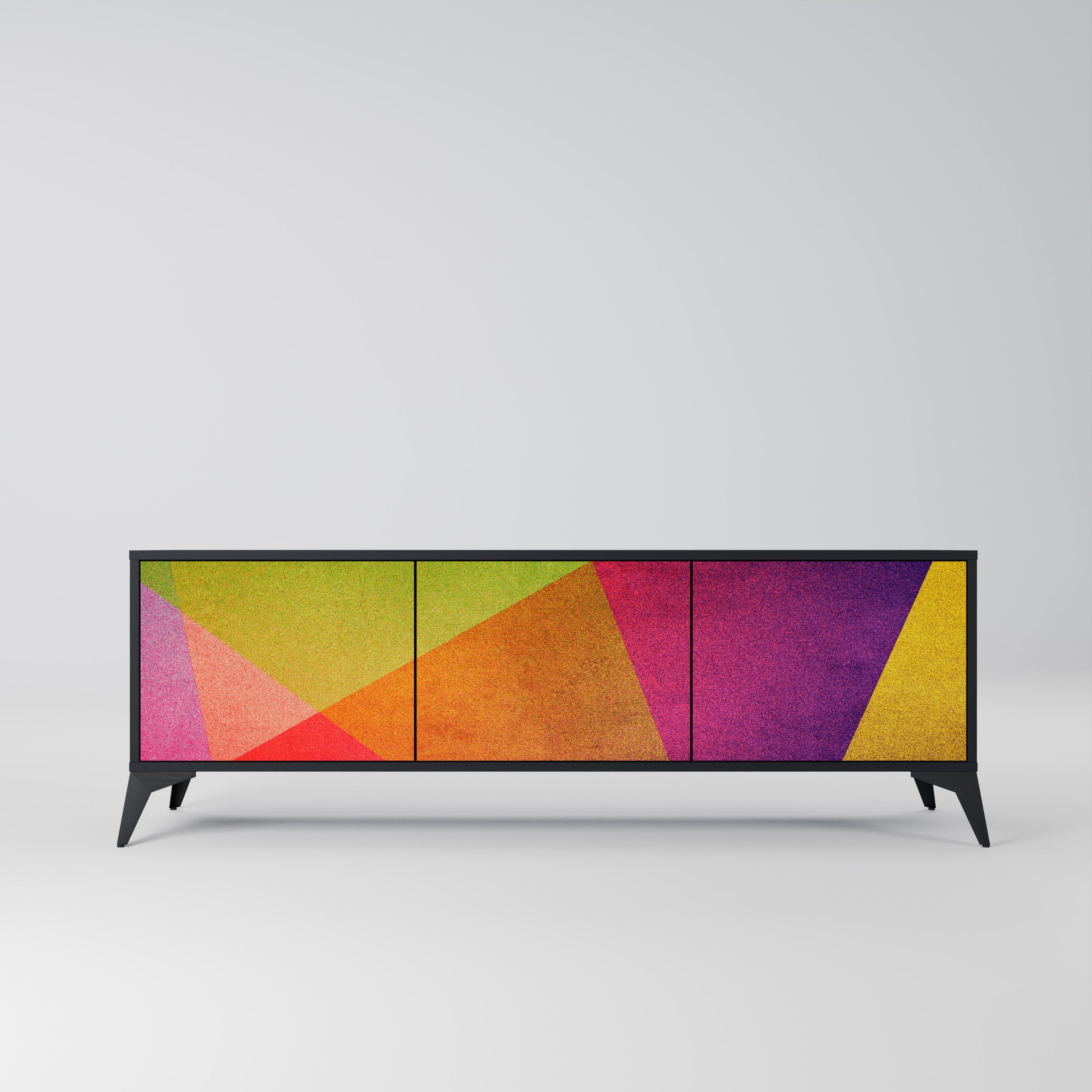 VIVID GEOMETRY TV-Lowboard mit 3 Türen in Schwarz