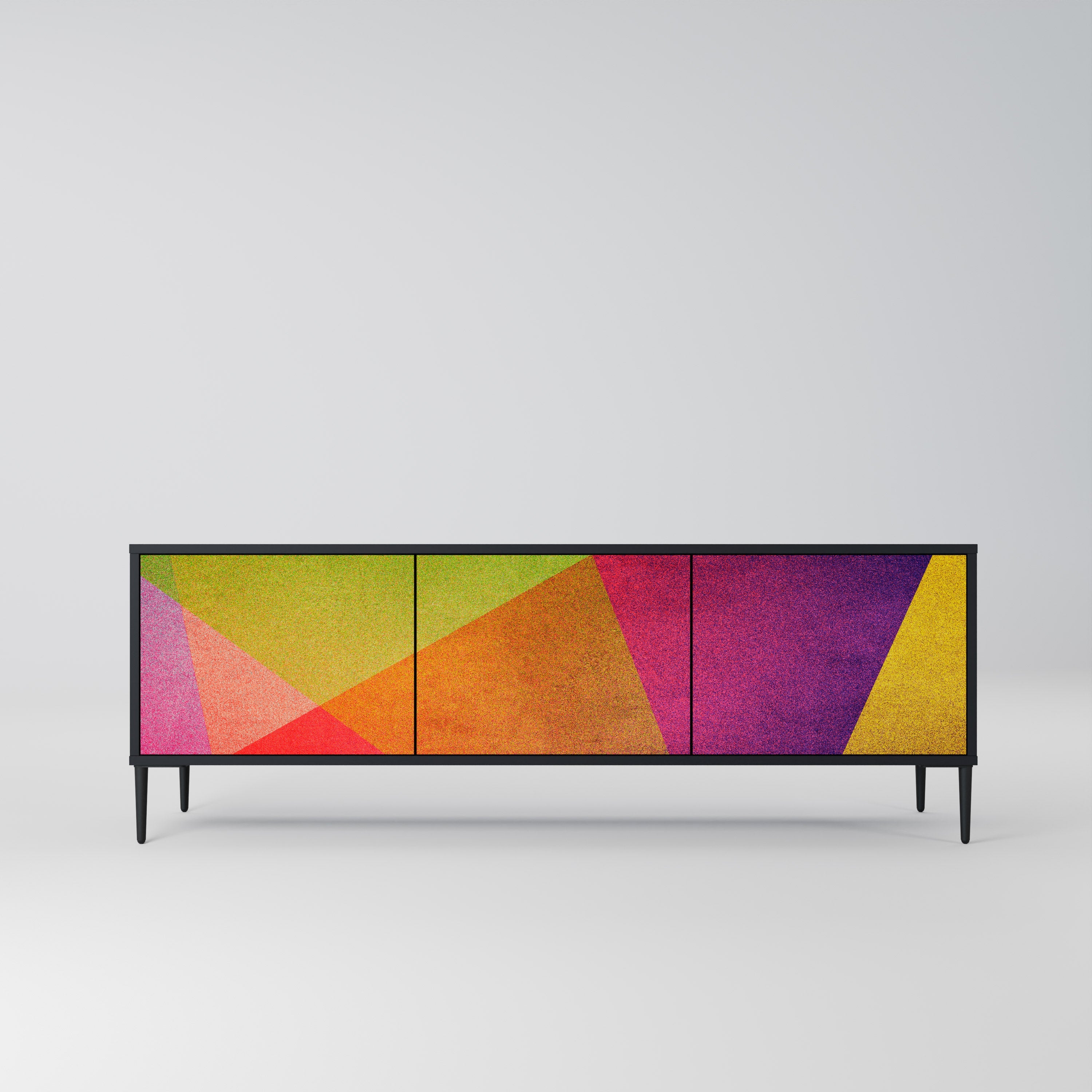 VIVID GEOMETRY TV-Lowboard mit 3 Türen in Schwarz