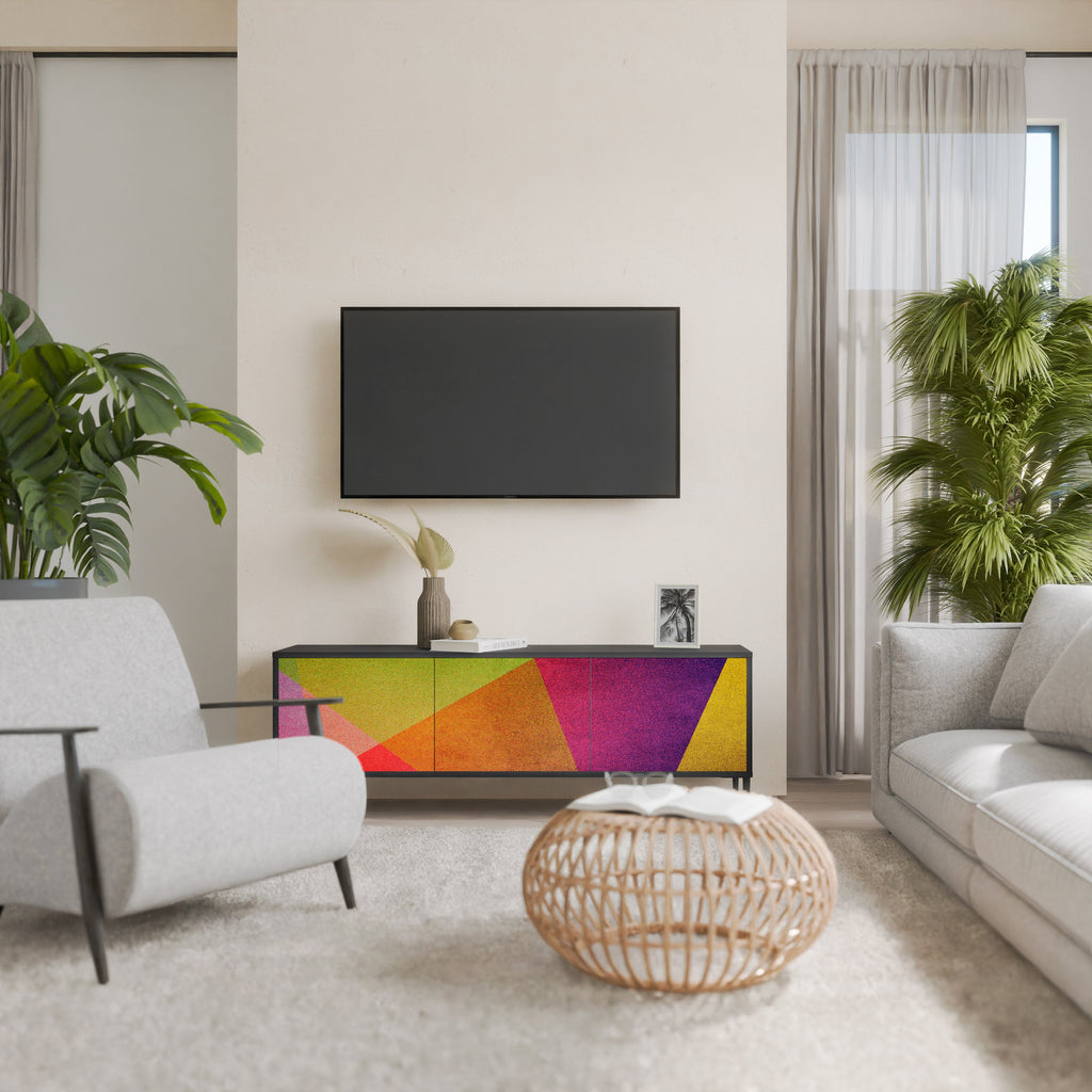 VIVID GEOMETRY TV-Lowboard mit 3 Türen in Schwarz