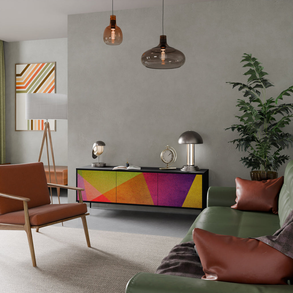 VIVID GEOMETRY TV-Lowboard mit 3 Türen in Schwarz