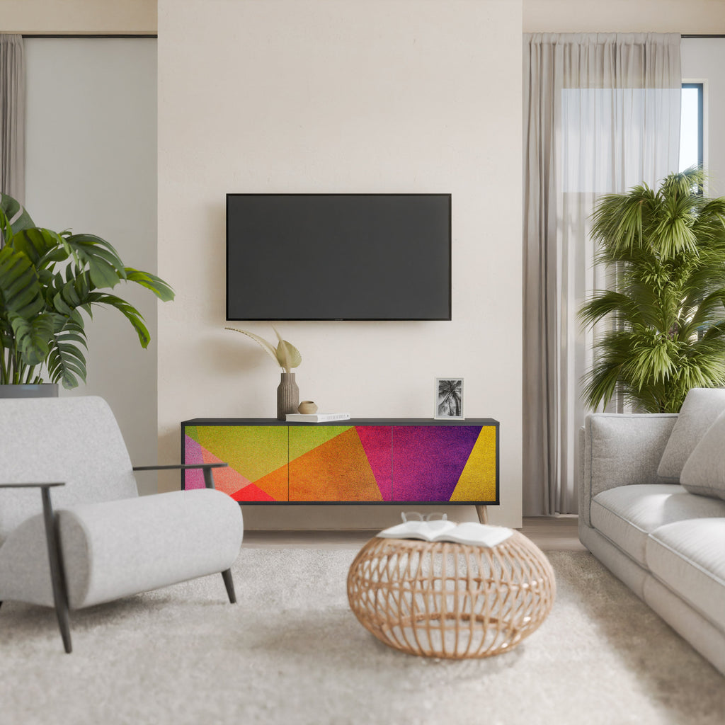 VIVID GEOMETRY TV-Lowboard mit 3 Türen in Schwarz