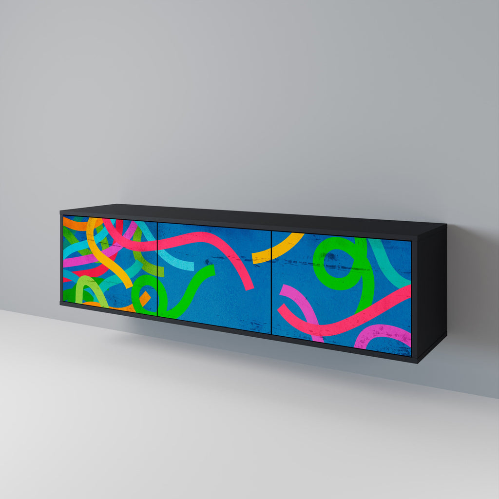 STREAMER TANGLE TV-Lowboard mit 3 Türen in Schwarz