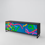 STREAMER TANGLE TV-Lowboard mit 3 Türen in Schwarz