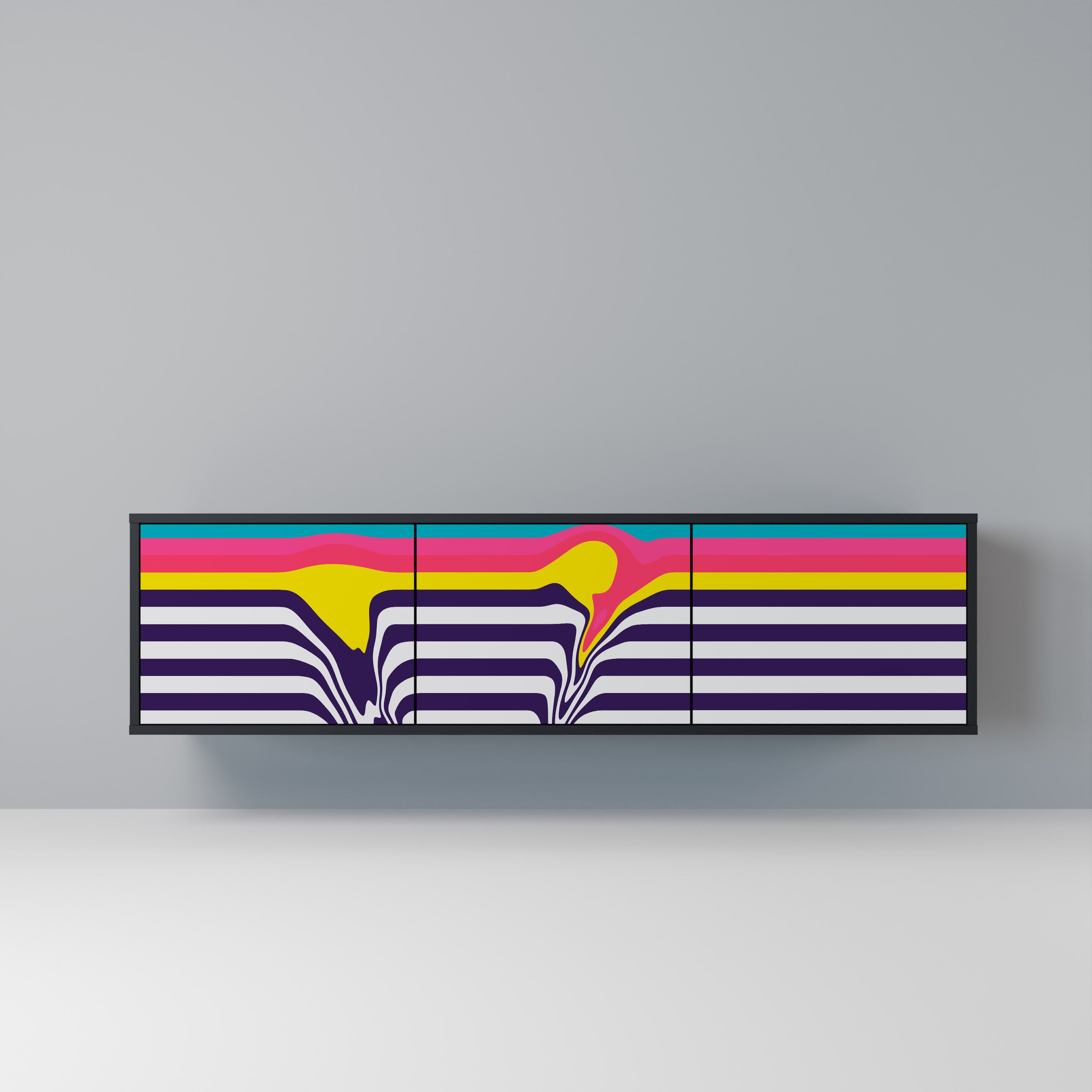 TONE COLLAPSE TV-Lowboard mit 3 Türen in Schwarz