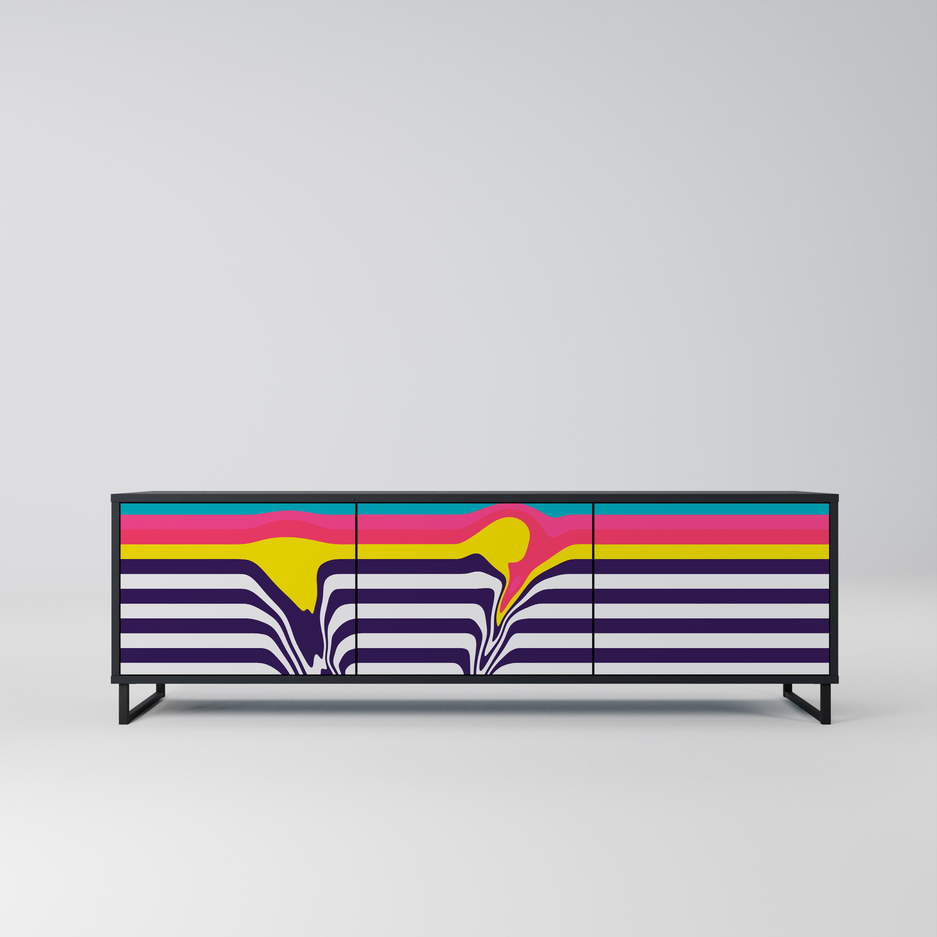 TONE COLLAPSE TV-Lowboard mit 3 Türen in Schwarz