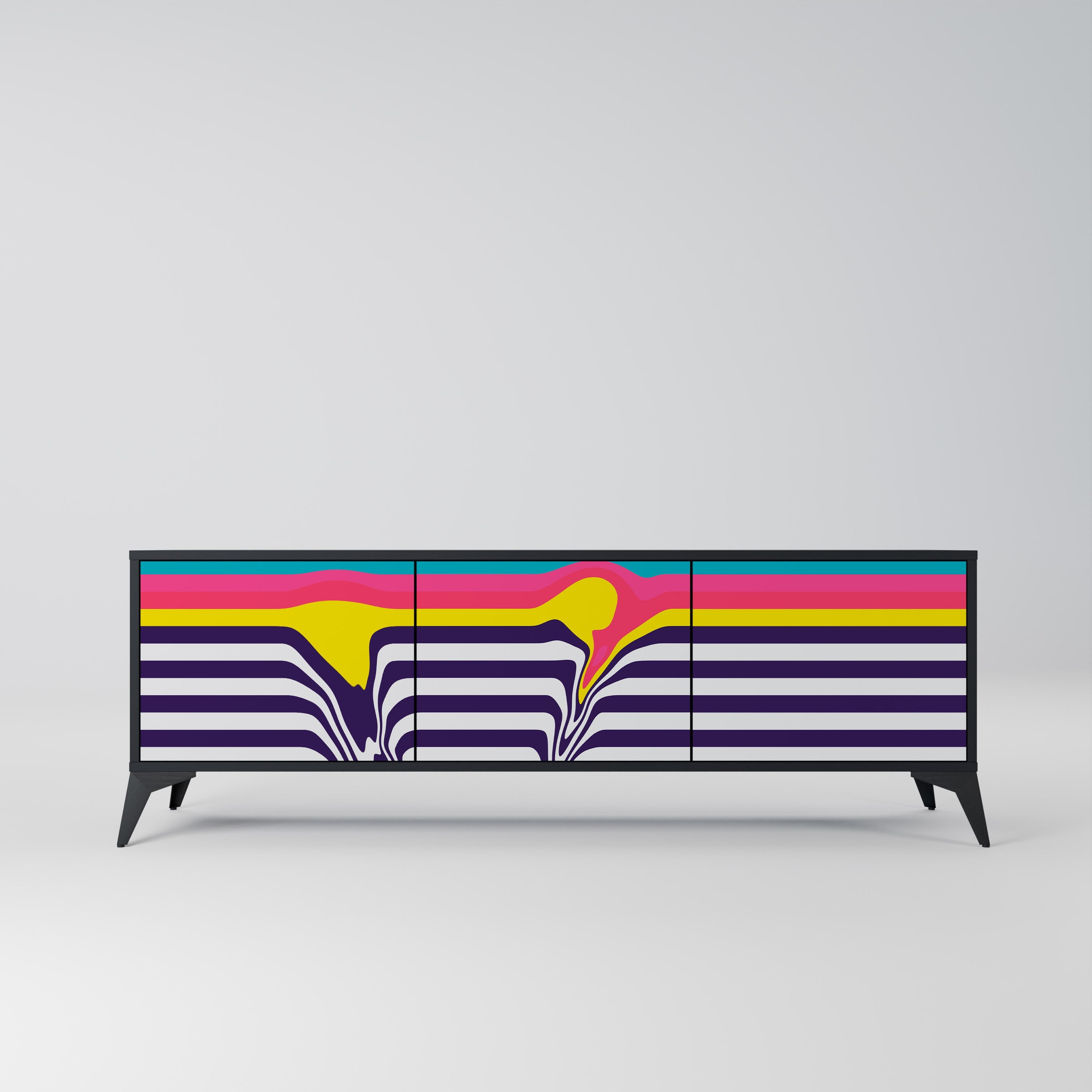 TONE COLLAPSE TV-Lowboard mit 3 Türen in Schwarz