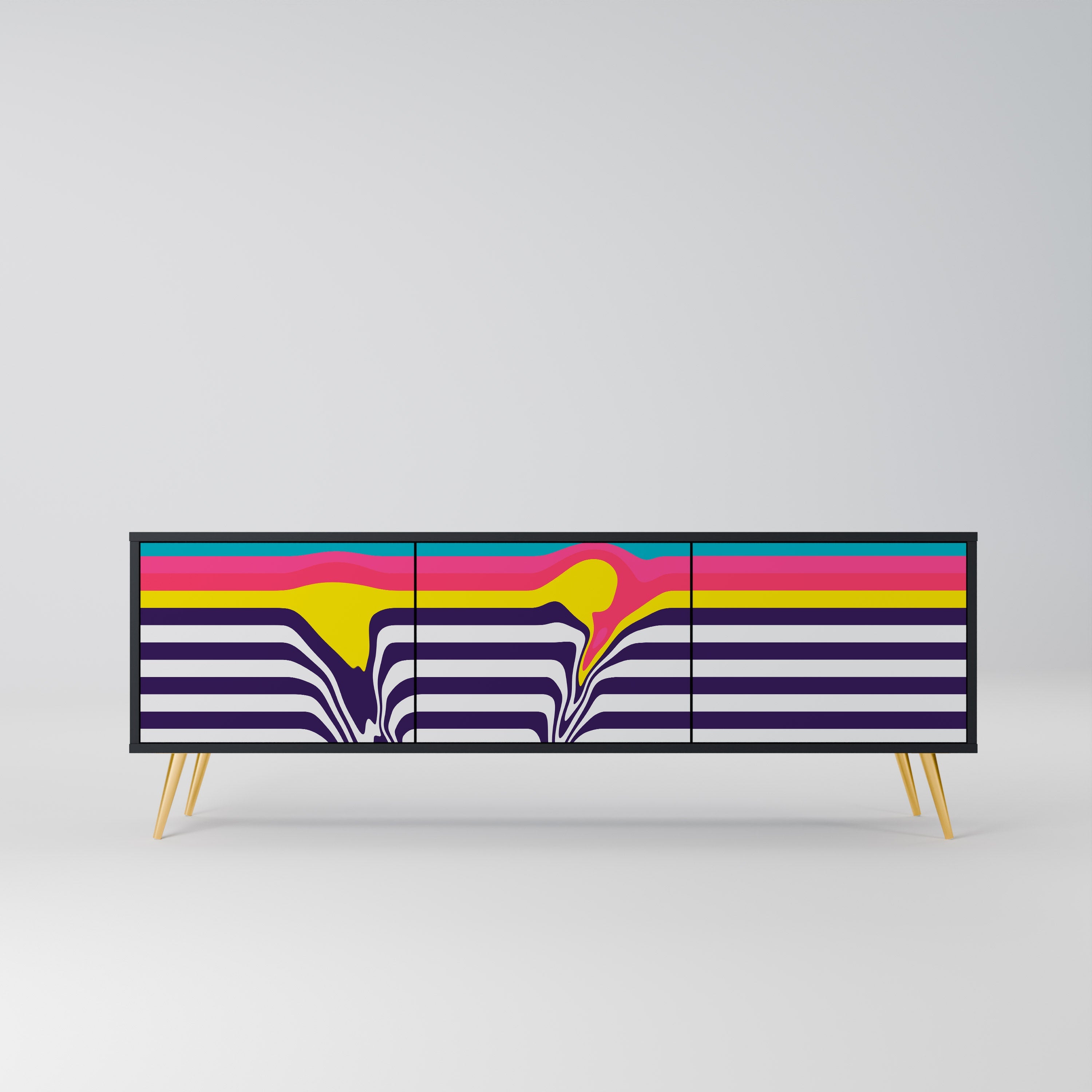 TONE COLLAPSE TV-Lowboard mit 3 Türen in Schwarz