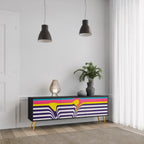 TONE COLLAPSE TV-Lowboard mit 3 Türen in Schwarz