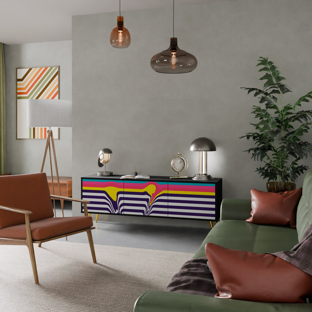 TONE COLLAPSE TV-Lowboard mit 3 Türen in Schwarz