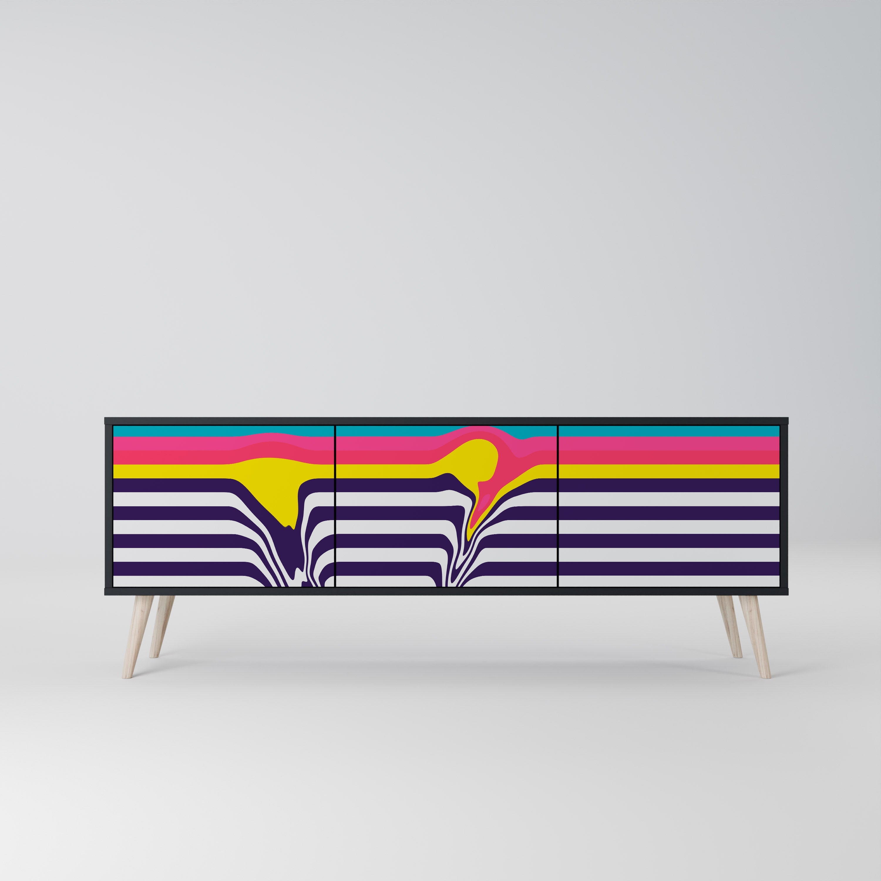 TONE COLLAPSE TV-Lowboard mit 3 Türen in Schwarz