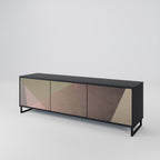 BEIGE GEOMETRY TV-Lowboard mit 3 Türen in Schwarz