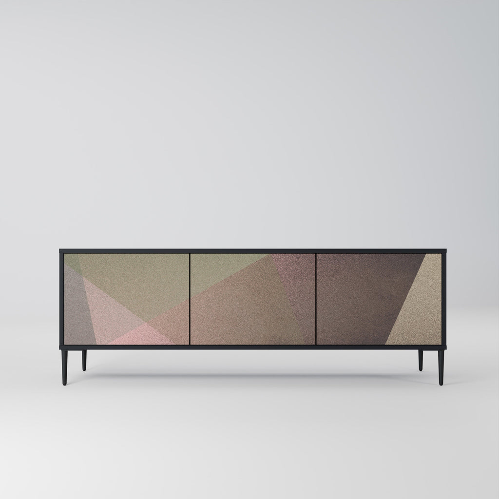 BEIGE GEOMETRY TV-Lowboard mit 3 Türen in Schwarz